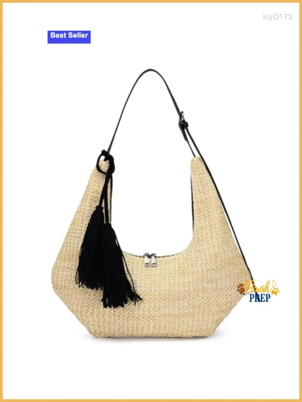Herald Tassel Straw Crescent Hobo Handbag Shoulder Bag Tote Women Boho Summer